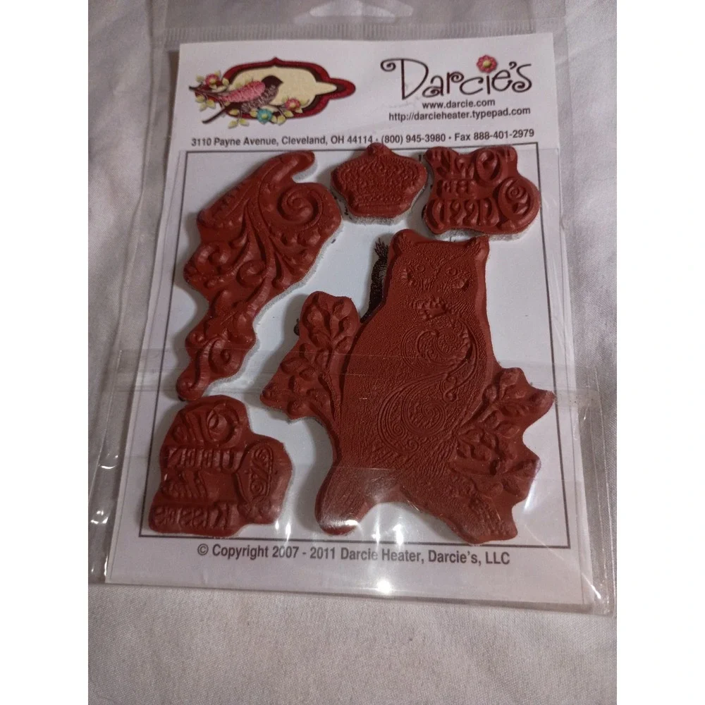 Darcies Owl Be Queen Cling Mounted Rubber Stamp Set JCS141 Crown Floral 5pc NEW